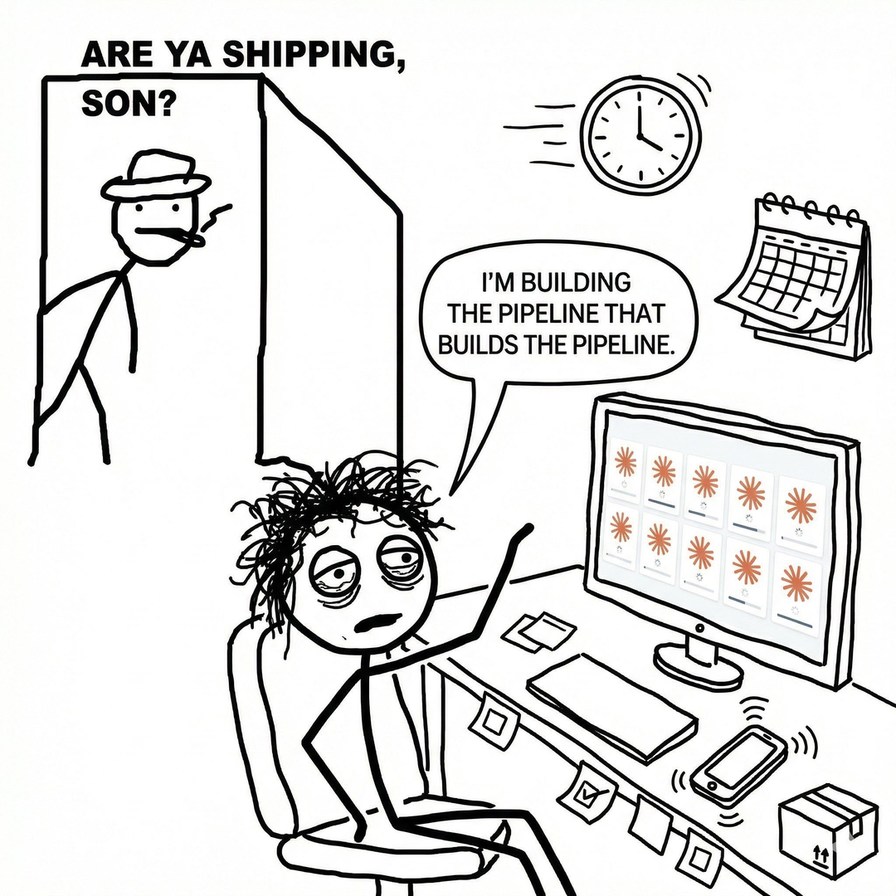 Are ya shipping, son? — I'm building the pipeline that builds the pipeline.